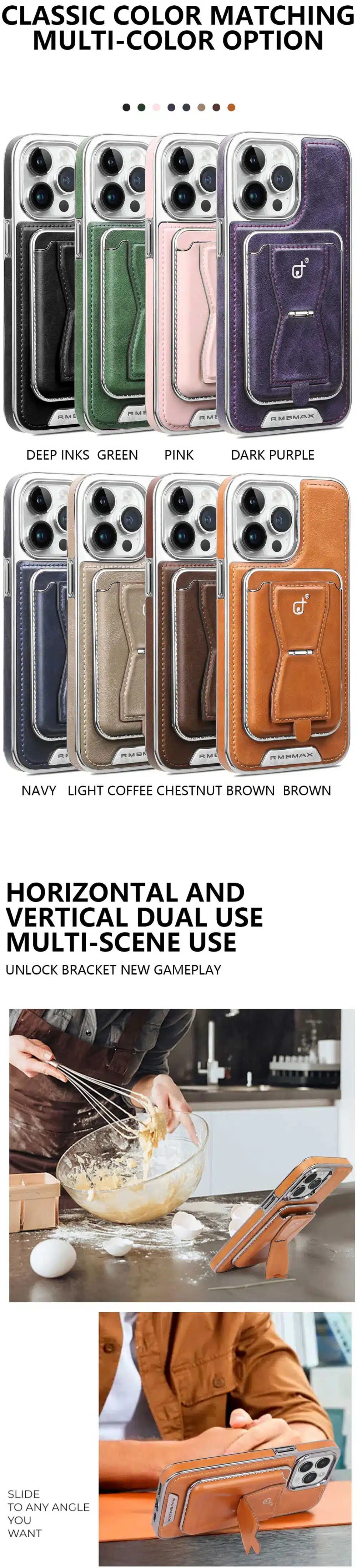 R,MBMAX Iphone 12 Pro Max Leather Case with Leather Wallet Stand