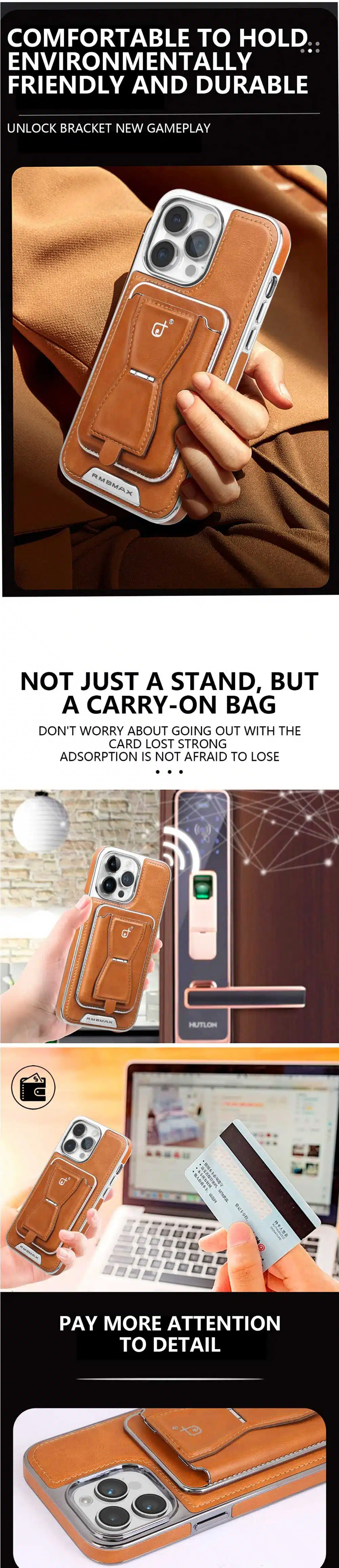 R,MBMAX Iphone 12 Pro Max Leather Case with Leather Wallet Stand