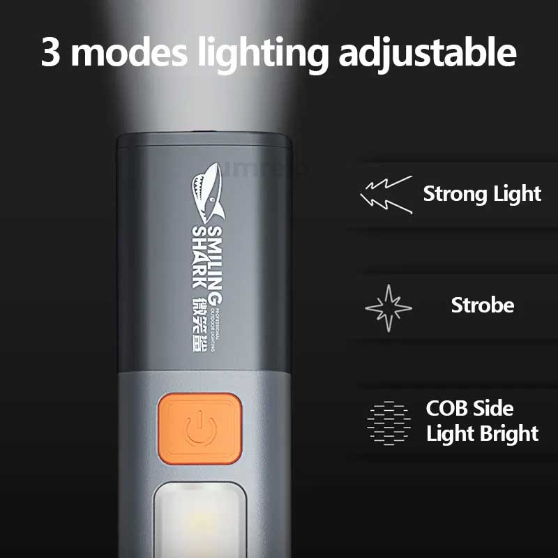 Smiling Shark SD1023 LED Flashlight Rechargeable Torch Light 8
