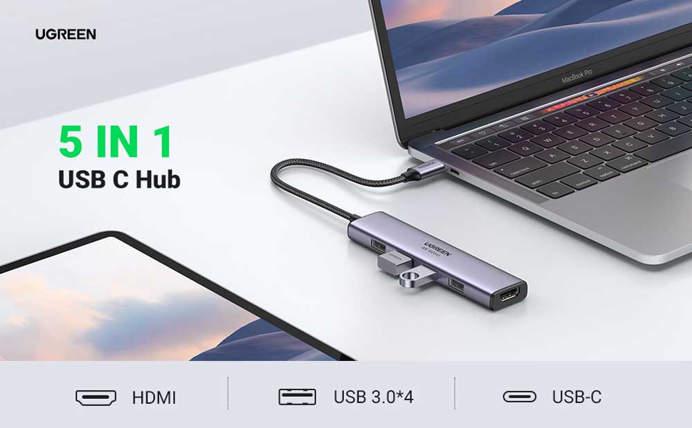UGREEN 20955 5 in 1 USB C Multifunction HUB 2
