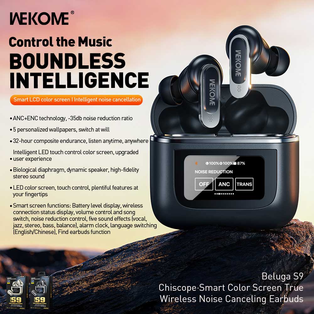 WEKOME Beluga S9 Noise Cancelling Earbuds with Smart LCD Screen 5