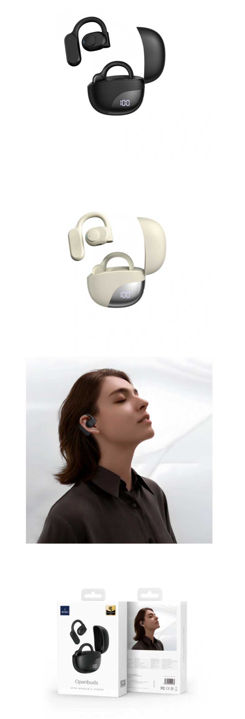 WIWU OpenBuds Wearable Stereo Sound Rotative Earbuds