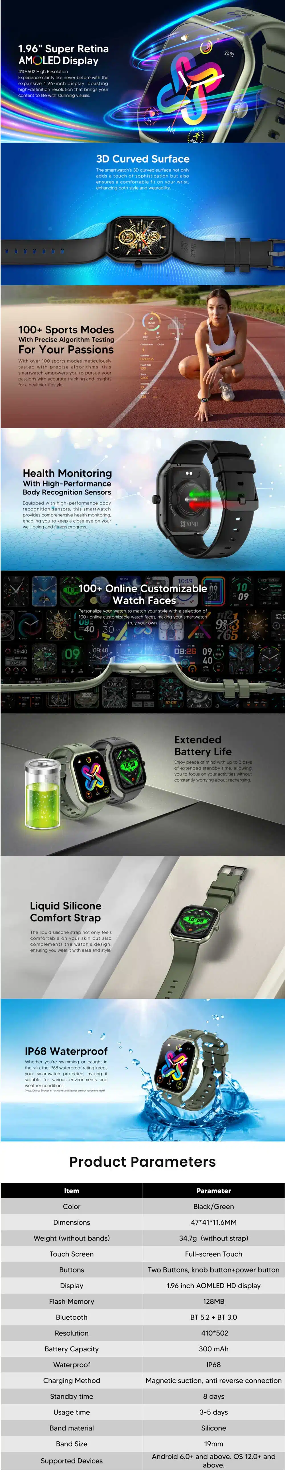 XINJI COBEE CA1 AMOLED Smart Watch