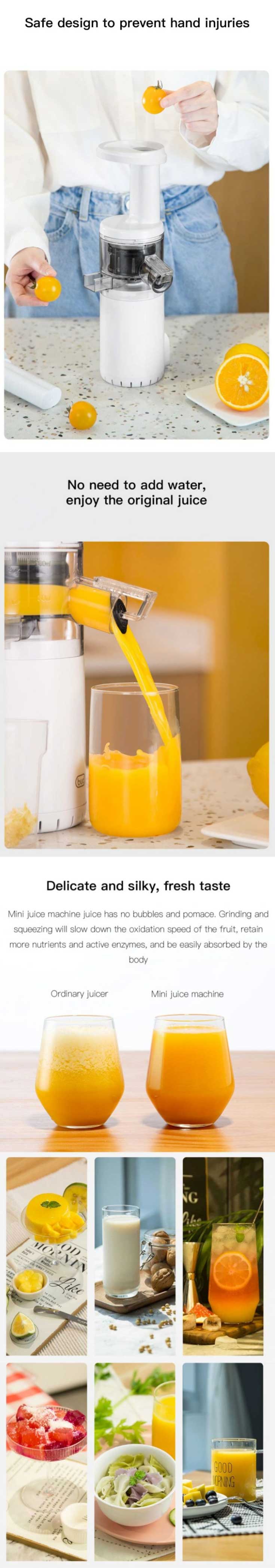 Xiaomi BJ08 Bud Portable Mini Electric Slow Juicer Blender Water-free Juicer (Non Rechargeable)