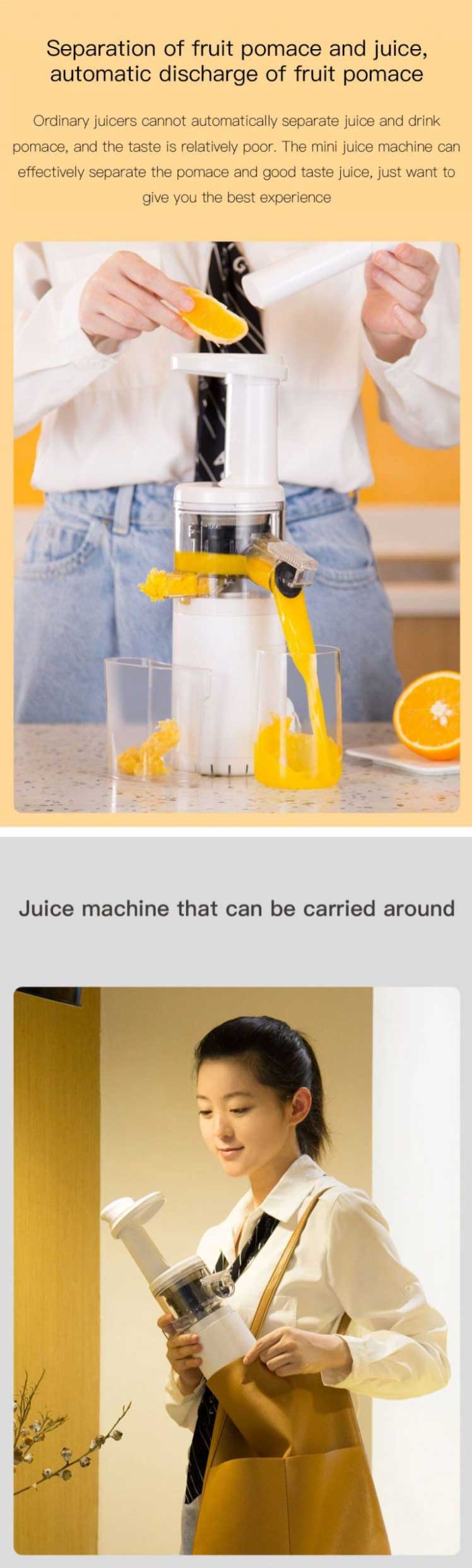 Xiaomi BJ08 Bud Portable Mini Electric Slow Juicer Blender Water-free Juicer (Non Rechargeable)