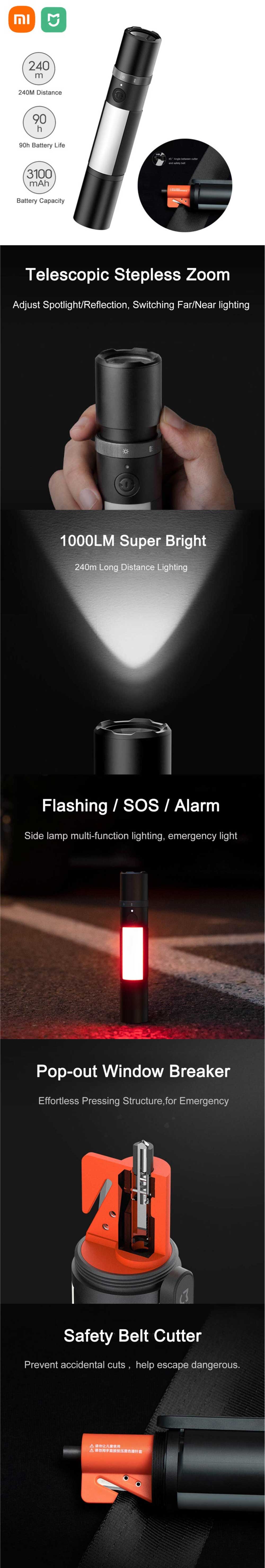 Xiaomi Mijia 1000 Lumen Multifunctional LED Flashlight (MJSDT001QW)