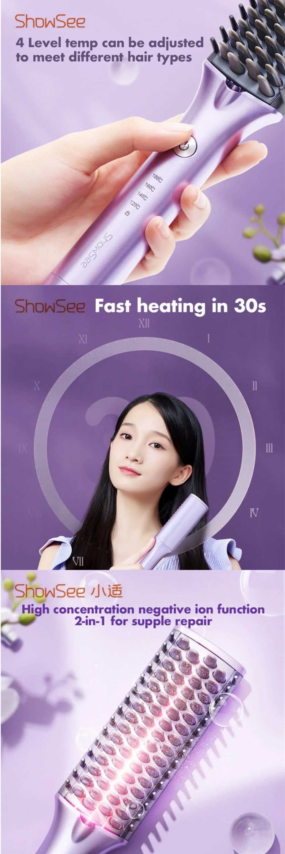 Xiaomi Showsee E1 Electric 2 in 1 Professional Hair Straightener Comb