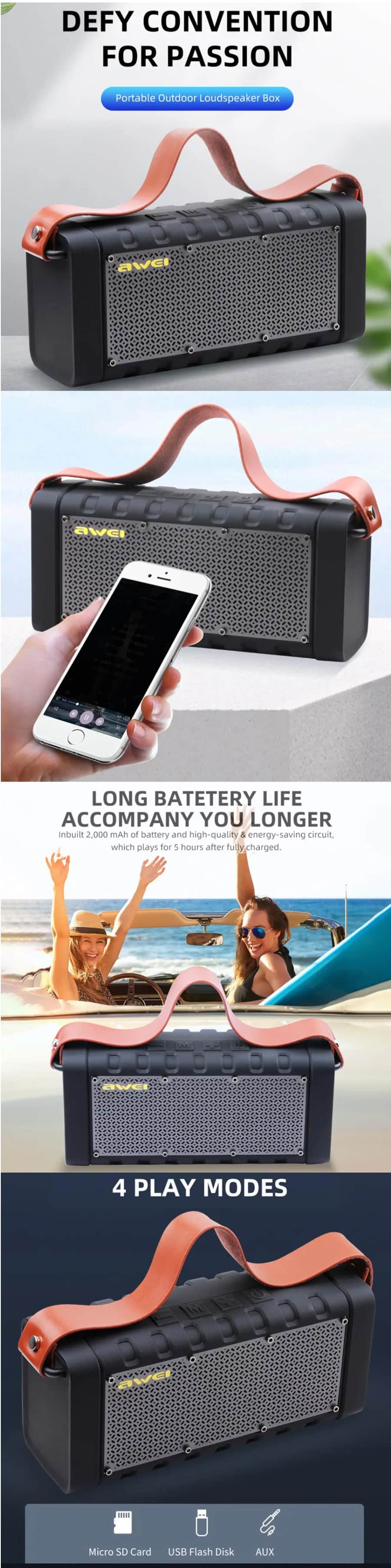 Awei Y668 20W TWS Outdoor Bluetooth Speaker