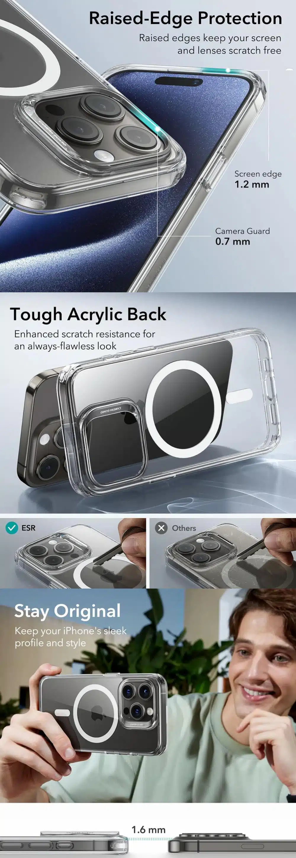 ESR iphone 15 Pro/15 Pro Max Classic Hybrid Case (HaloLock)
