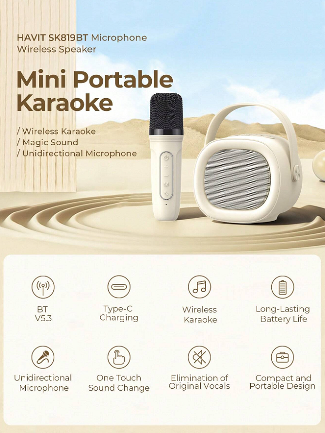 Havit SK819BT Mini Portable Karaoke Bluetooth Microphone Speaker 4