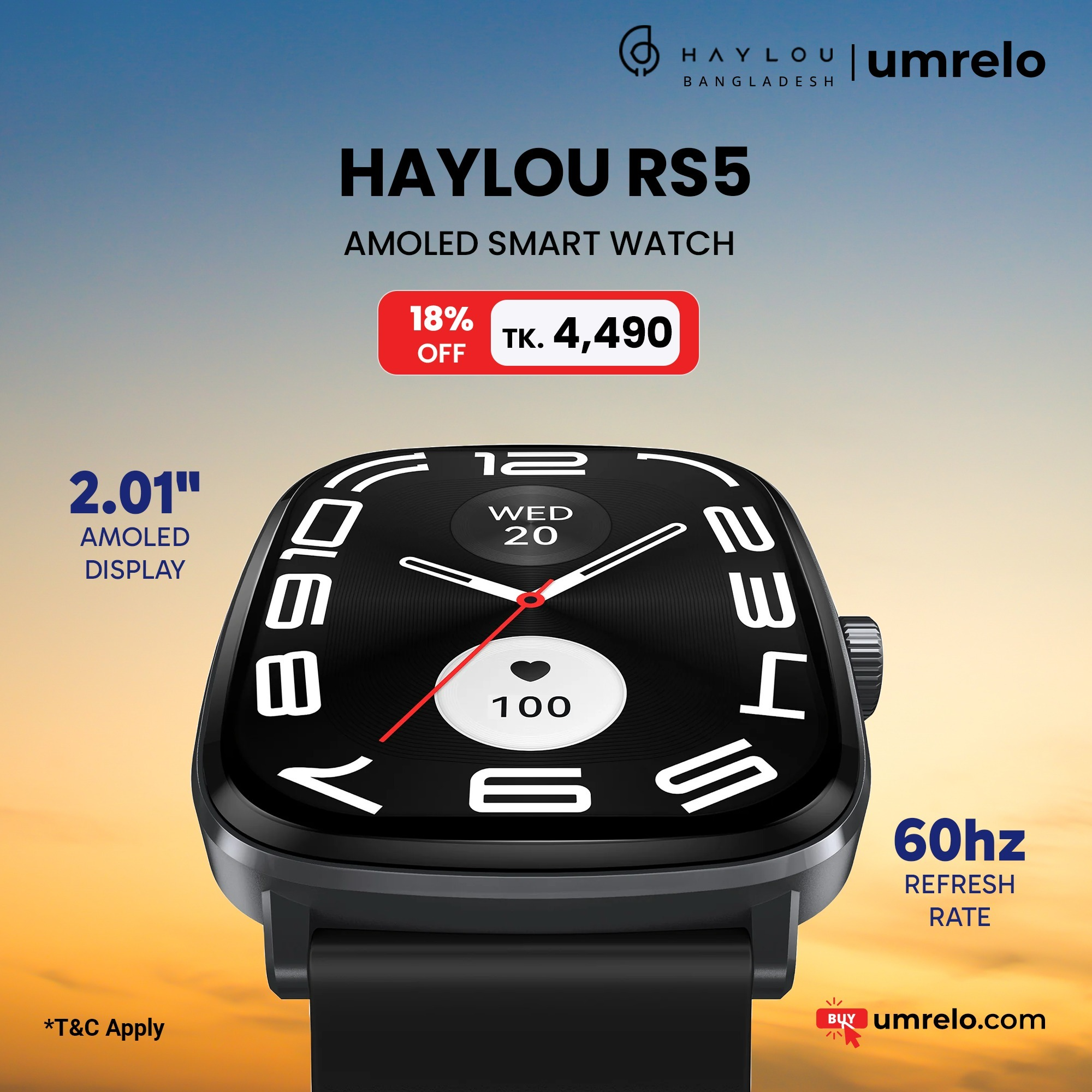 Haylou RS5 Bluetooth Calling AMOLED Smart Watch