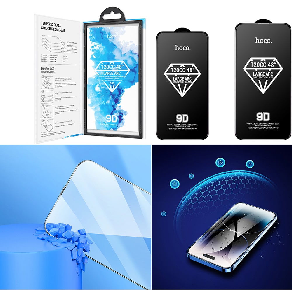 Hoco iPhone 12/12 Pro 9D Full Screen Unbreakable Edg Tempered glass