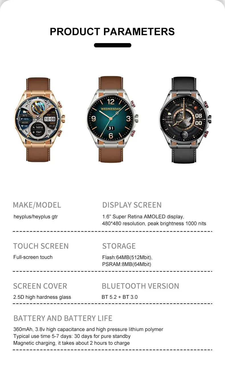 Xiaomi Heyplus GTR AMOLED Calling Smart Watch 16