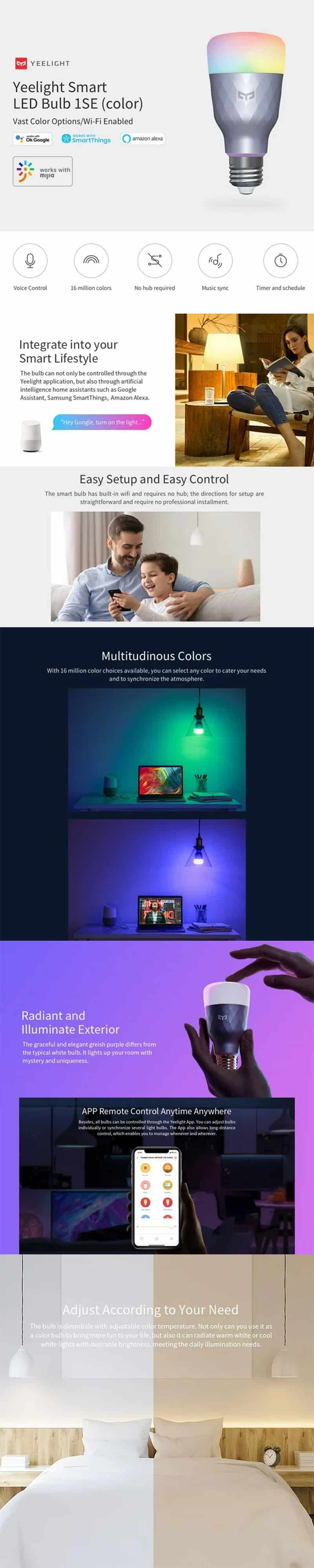 Xiaomi Yeelight Smart LED Bulb 1SE Color YLDP001 3