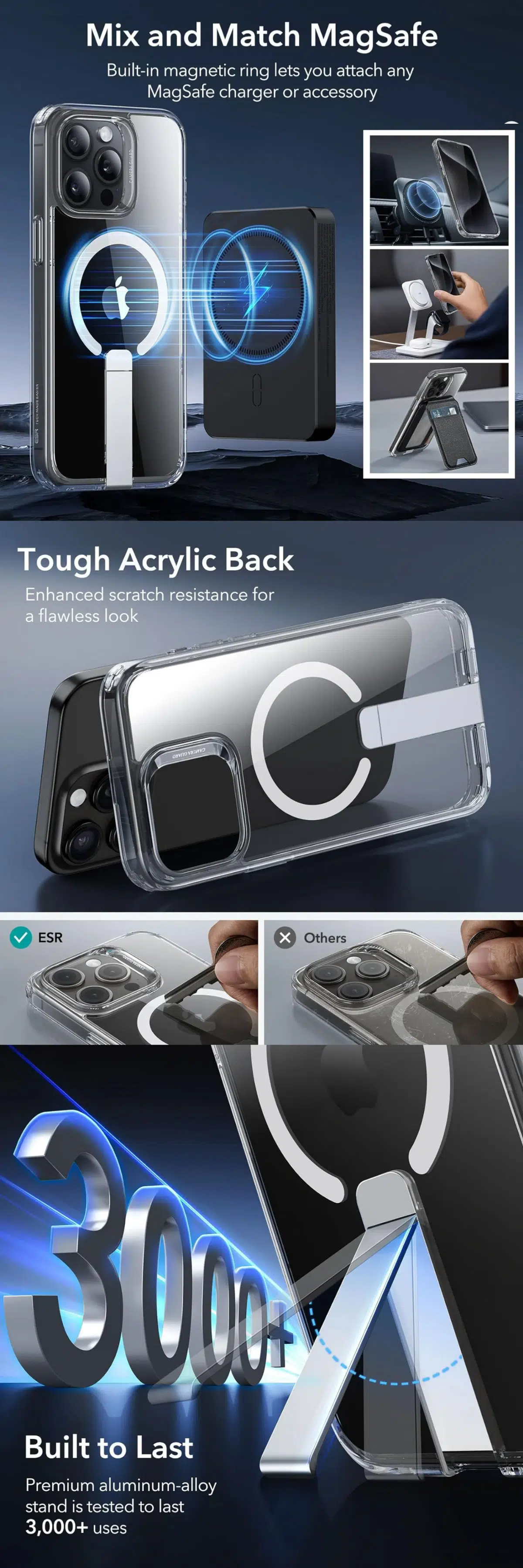 ESR iPhone 15 Pro Max Boost Flickstand Case (HaloLock)