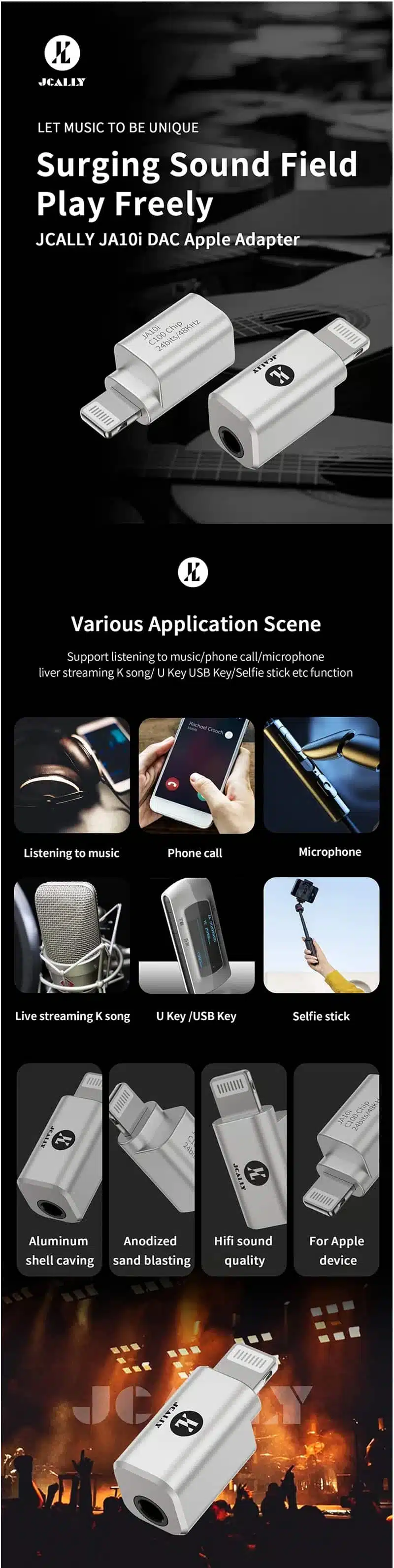 Jcally JA10i Lightning to 3.5mm HIFI DAC Dongle