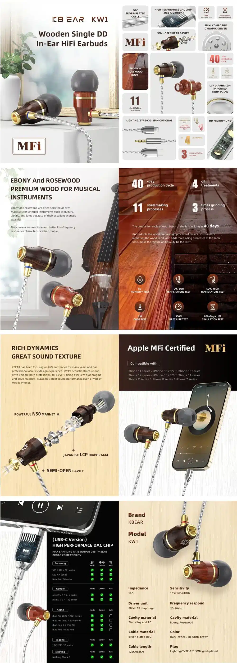 KBEAR KW1 Single DD In-Ear Hifi Wired Earphone Type-C (MIC)