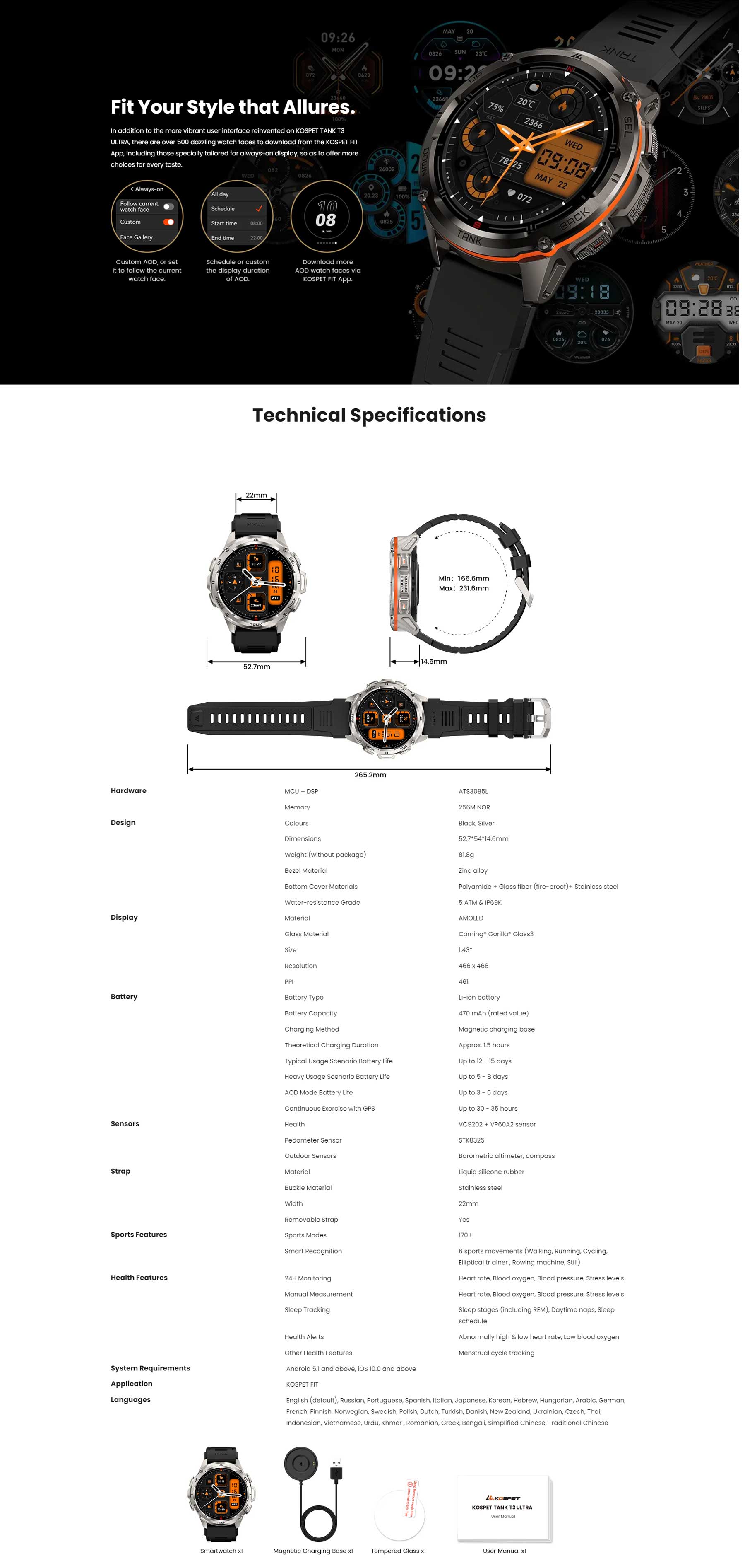 KOSPET TANK T3 Ultra Calling with GPS Smart Watch 16