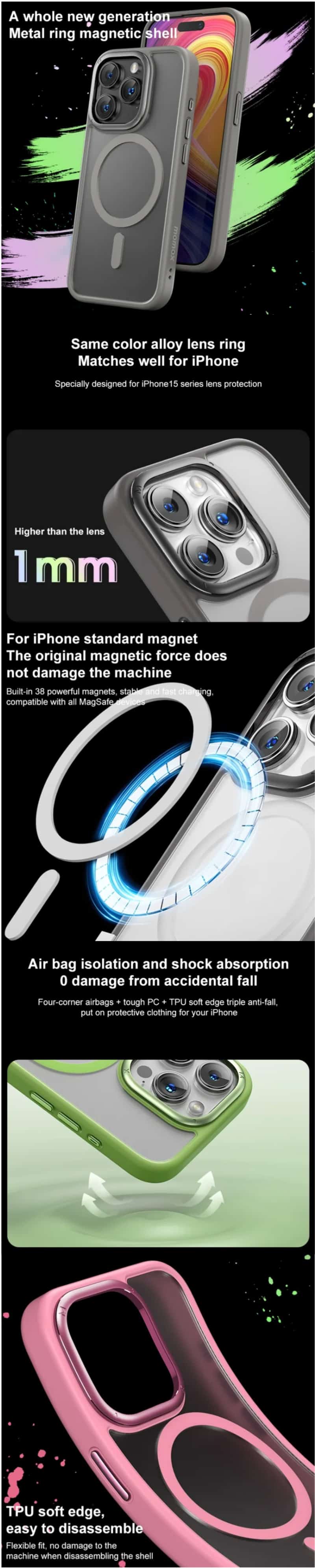 Momax iPhone 15 Pro/15 Pro Max CaseForm PLAY Magnetic Case