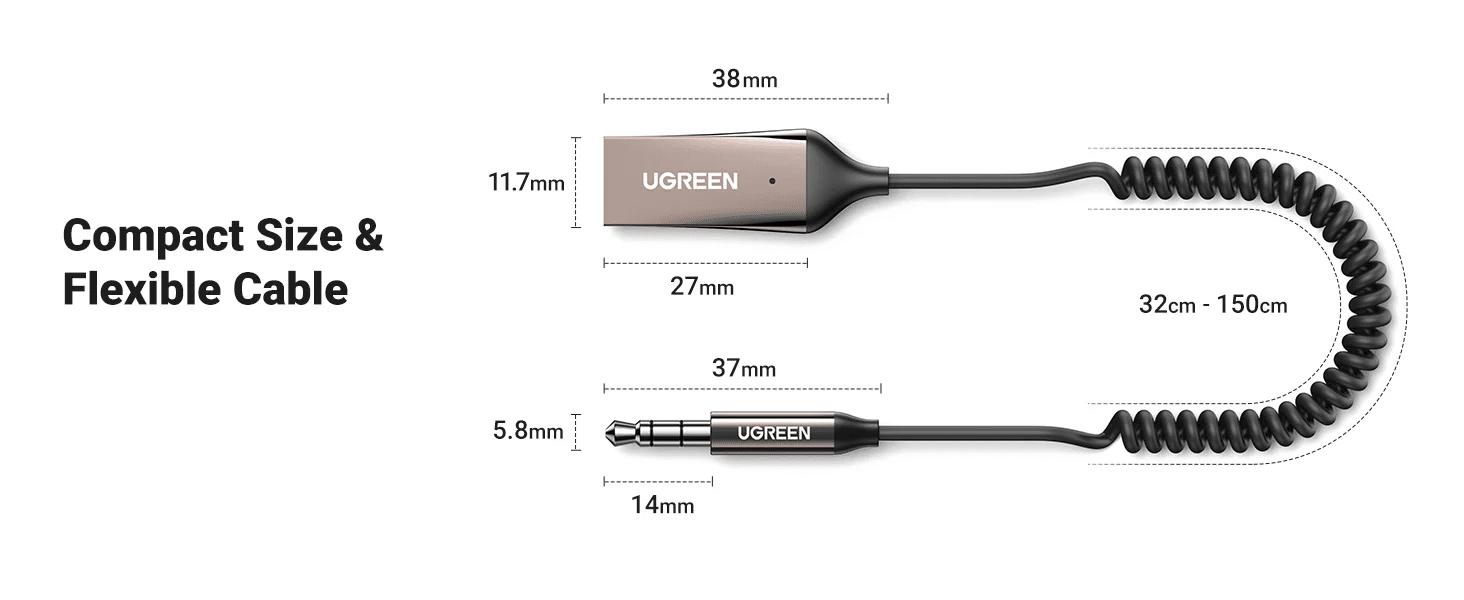 UGREEN 70601 Bluetooth Car Receiver Aux with Mic 7