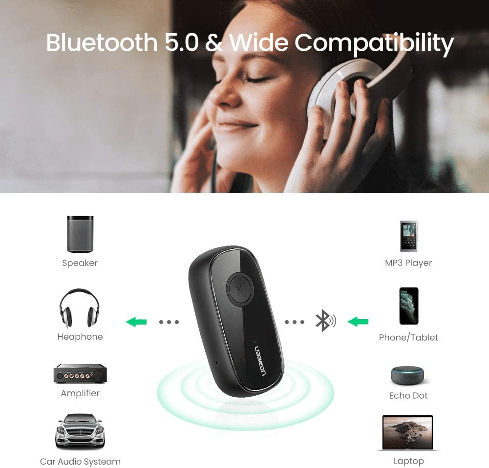 UGREEN CM279 aptX Bluetooth 5.0 Aux Car Adapter with Mic 70309 2