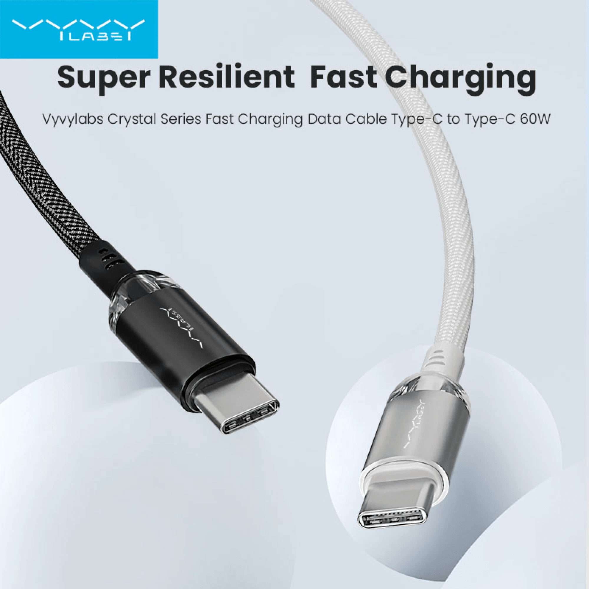 VYVYLABS VCSCC 02 Crystal Series 60W Type C to Type C Fast Charging Data Cable 1 Meter 2