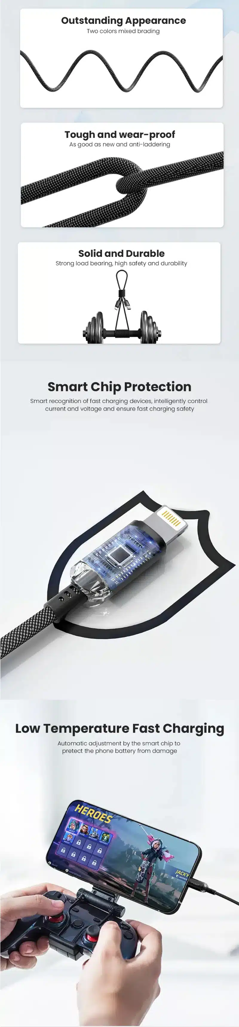 Vyvylabs VCSUL Crystal Series 2.4A USB to Lightning Fast Charging Data Cable 1 Meter