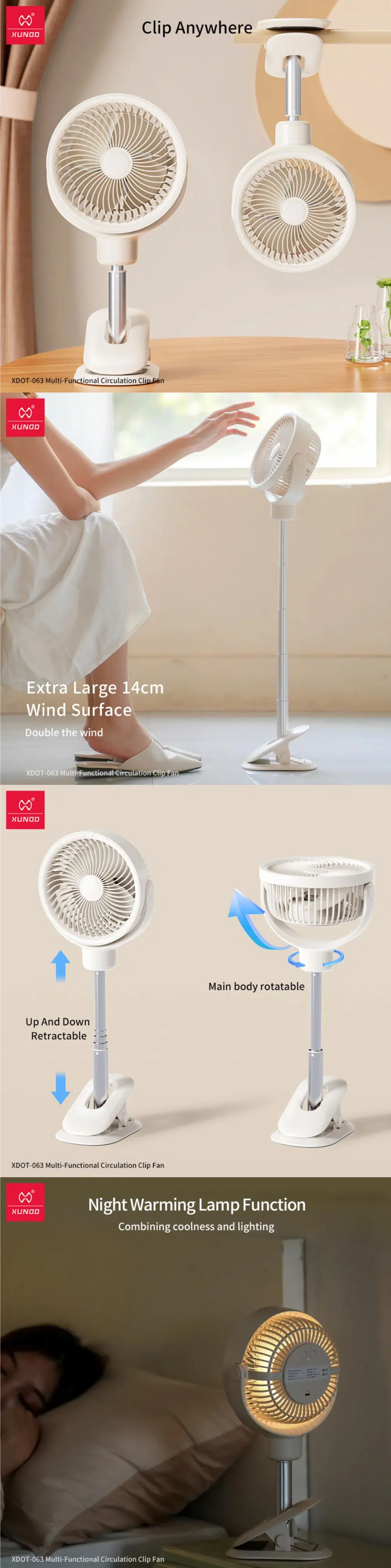 XUNDD XDOT-063 Desktop Clamp Circulating Fan 6000mAh