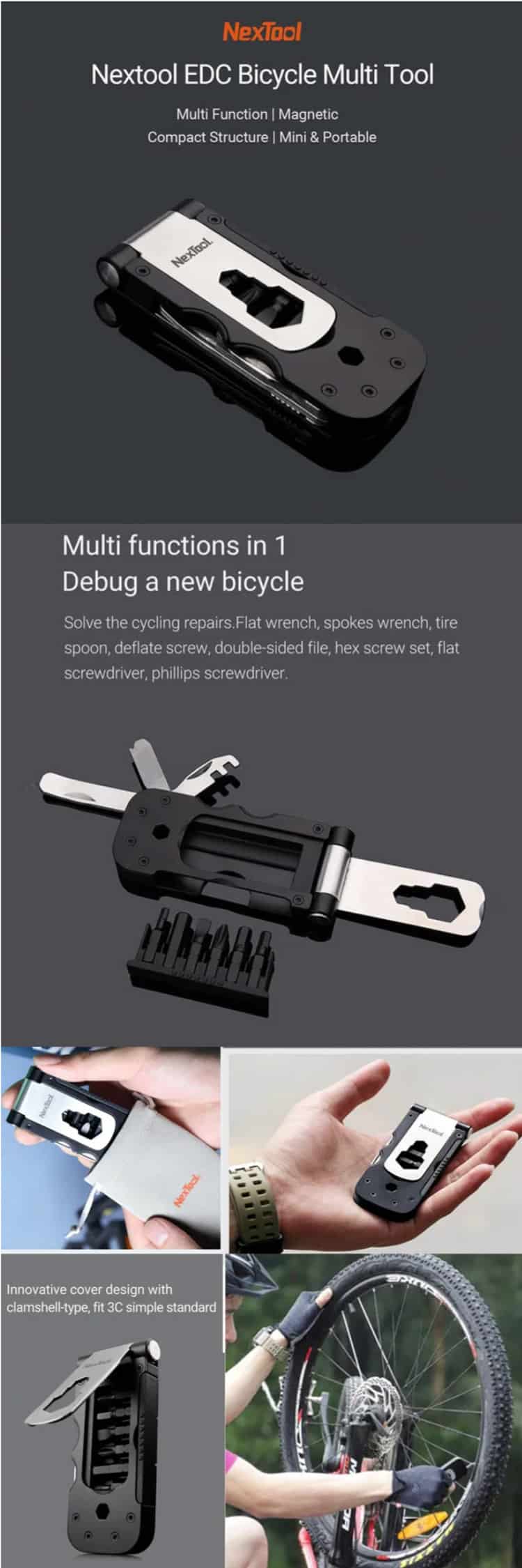 Xiaomi NexTool NE0122 Multifunctional EDC Bicycle Repair Multi Tools 6