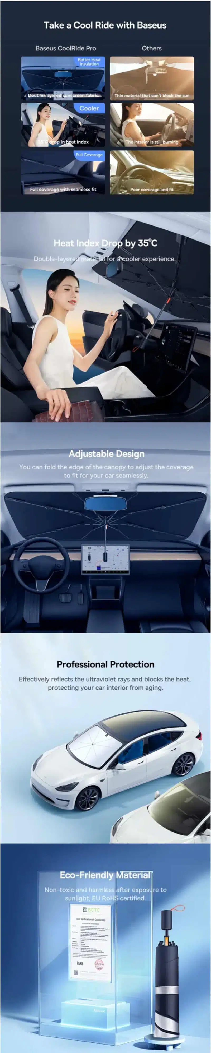 Baseus CoolRide Car Windshield Double-Layed Sun Shade Umbrella Lite