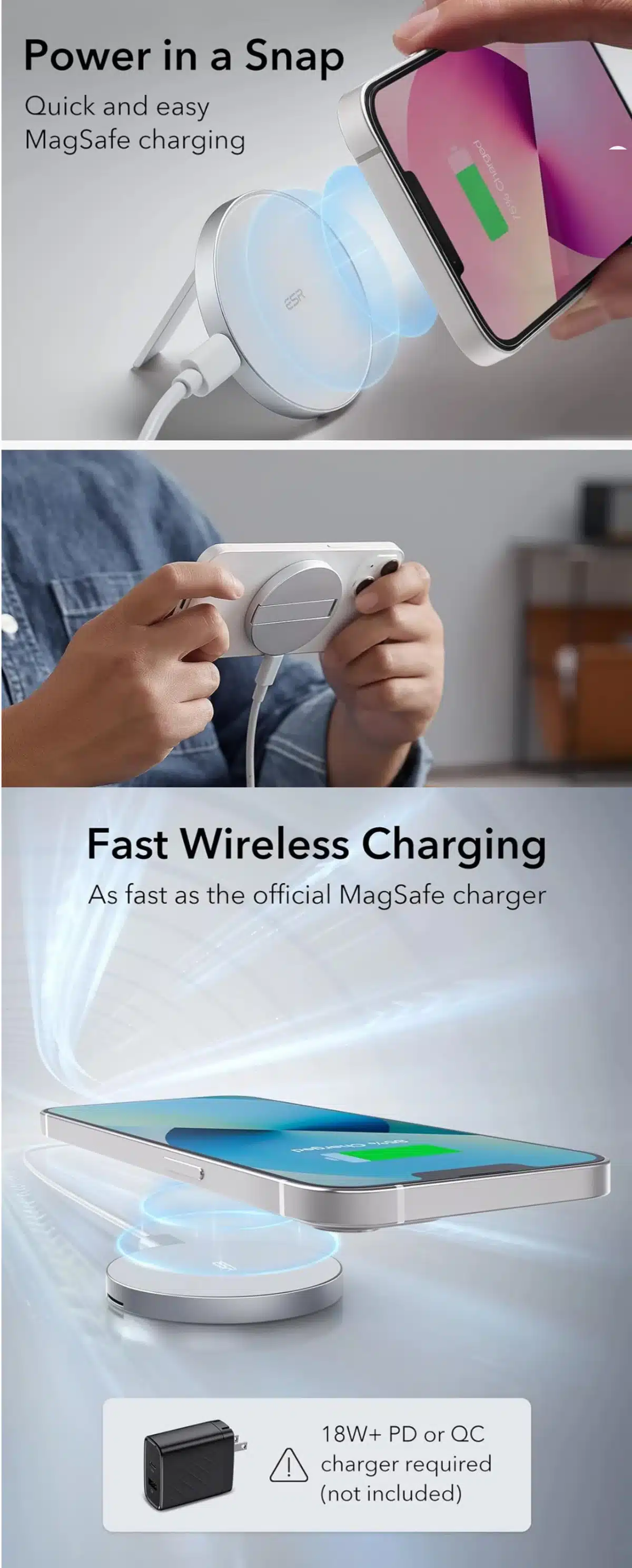 ESR HaloLock Kickstand Magnetic Wireless Charger