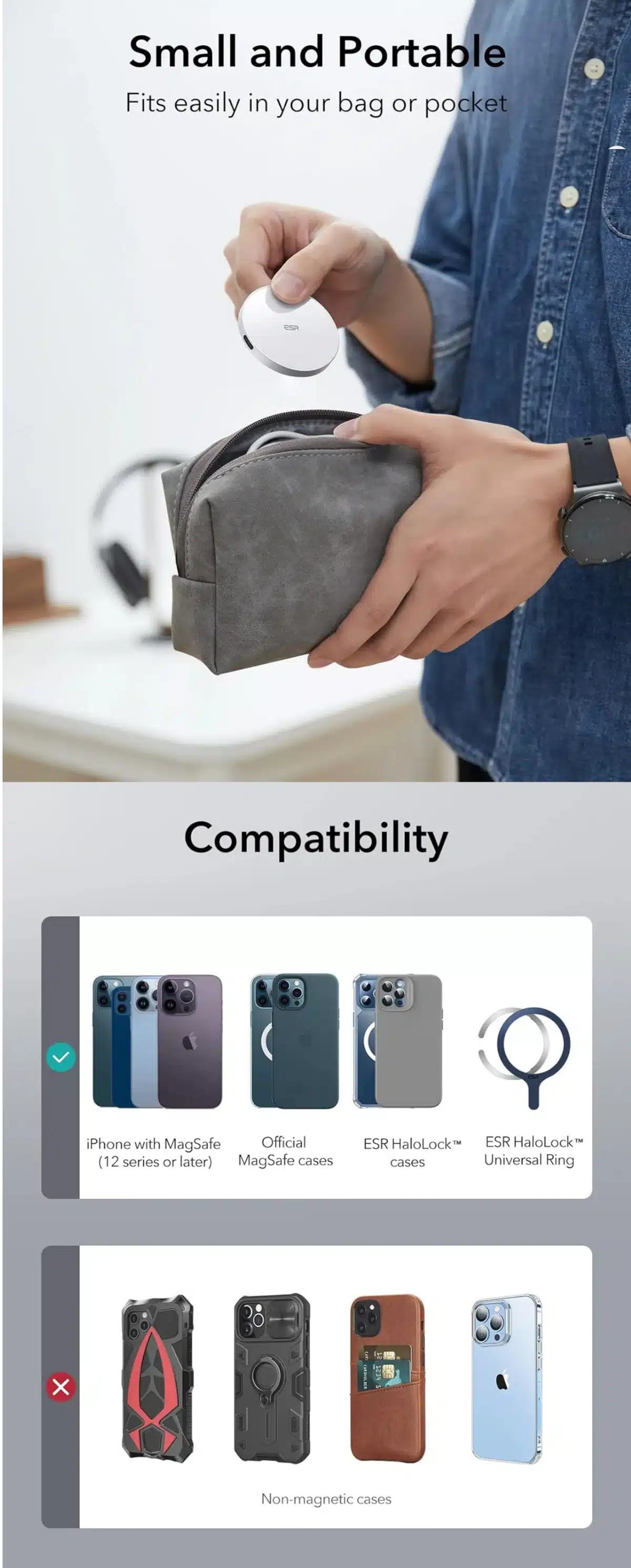 ESR HaloLock Kickstand Magnetic Wireless Charger