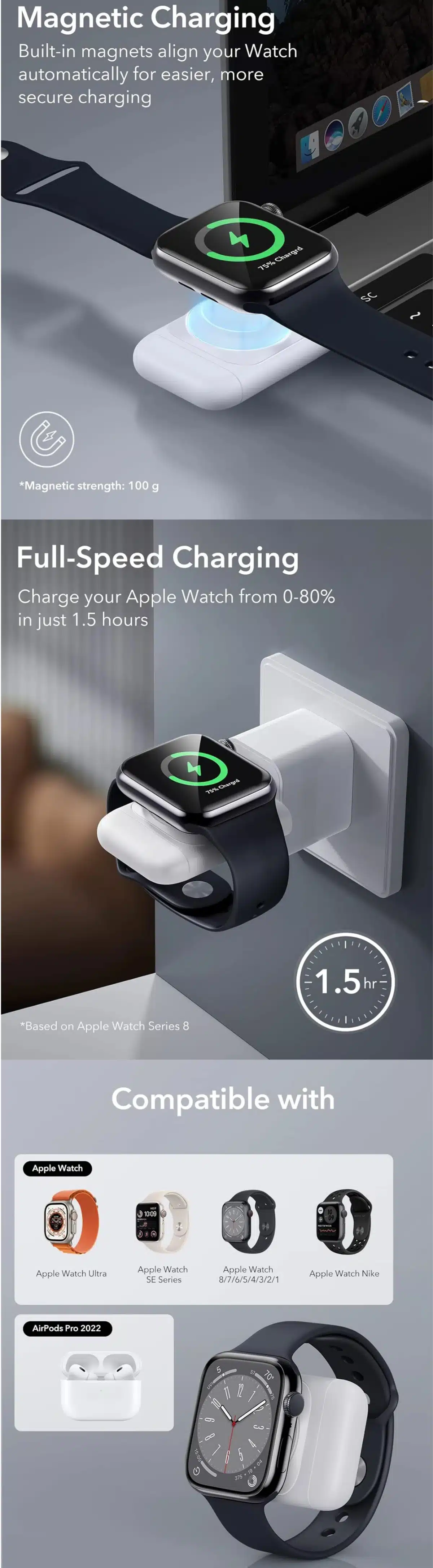 ESR Portable Charger for Apple Watch (Apple Certified)