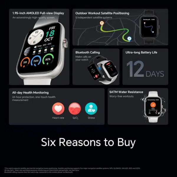 HONOR CHOICE Watch 1.95" AMOLED Display with Bluetooth Calling - Image 3