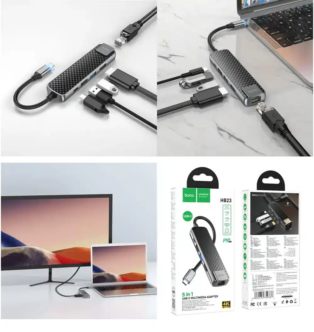 Hoco HB23 Easy view 5-in-1 USB Multifunctional Type-C Hub