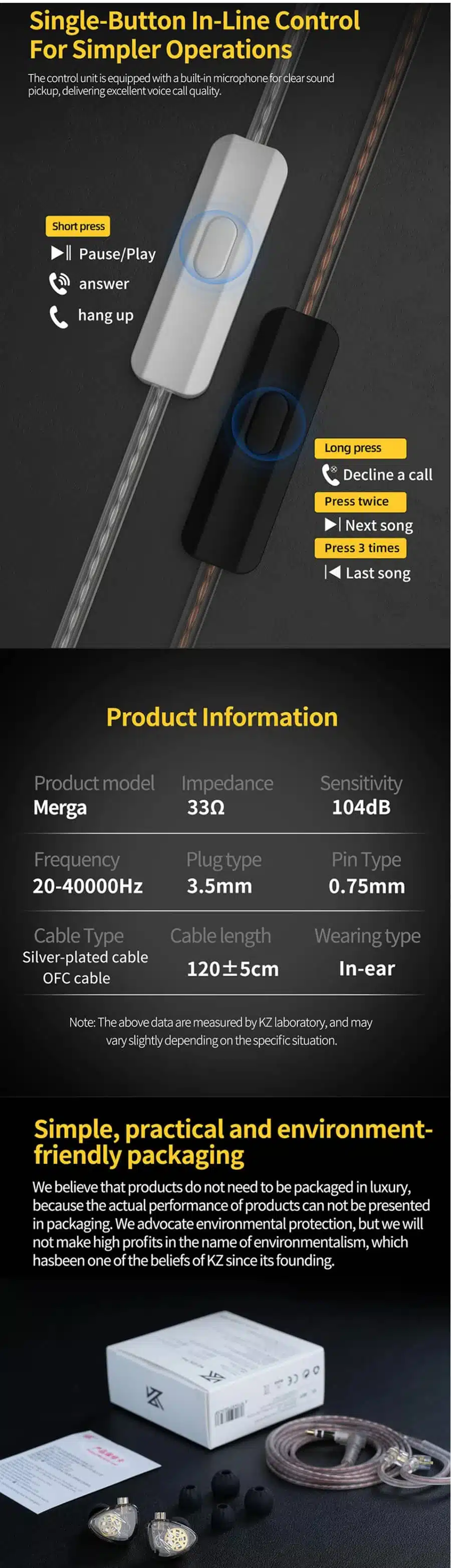 KZ Merga 2DD Dynamic Driver in-Ear Headphones