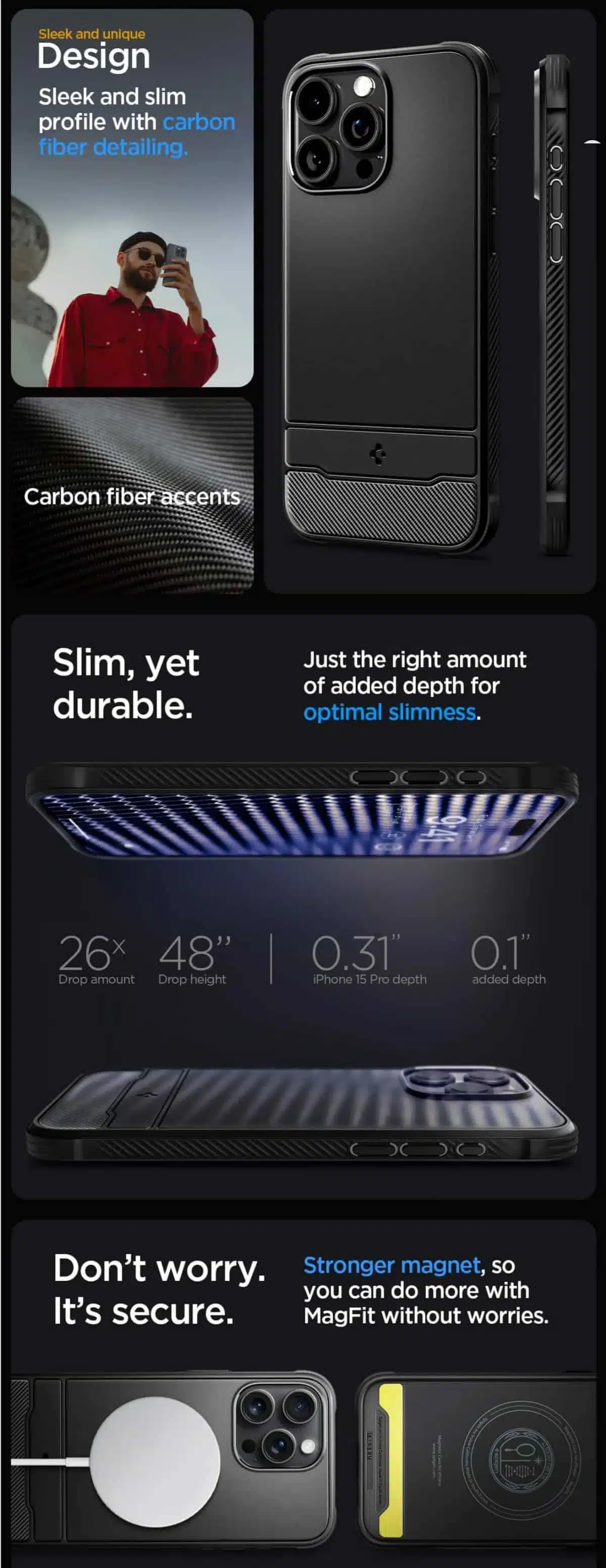 Spigen iPhone 15 Pro - 15 Pro Max Rugged Armor MagFit Case