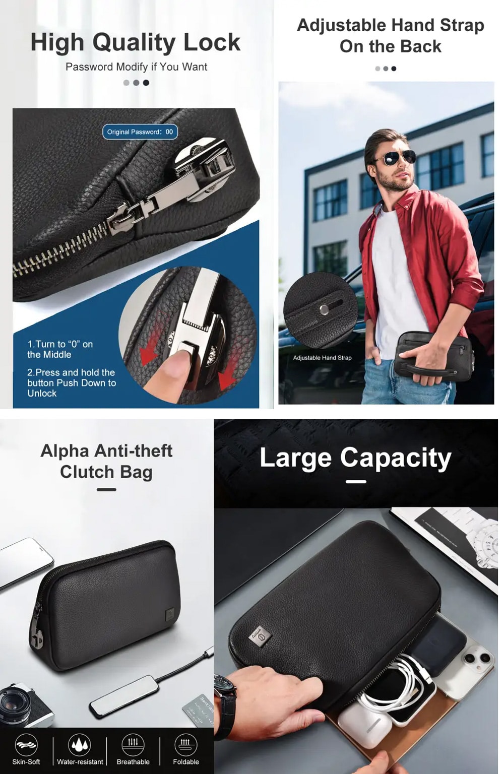 WiWU Alpha Anti theft Clutch Password Lock Bag for Macbook Laptop Accessories 5