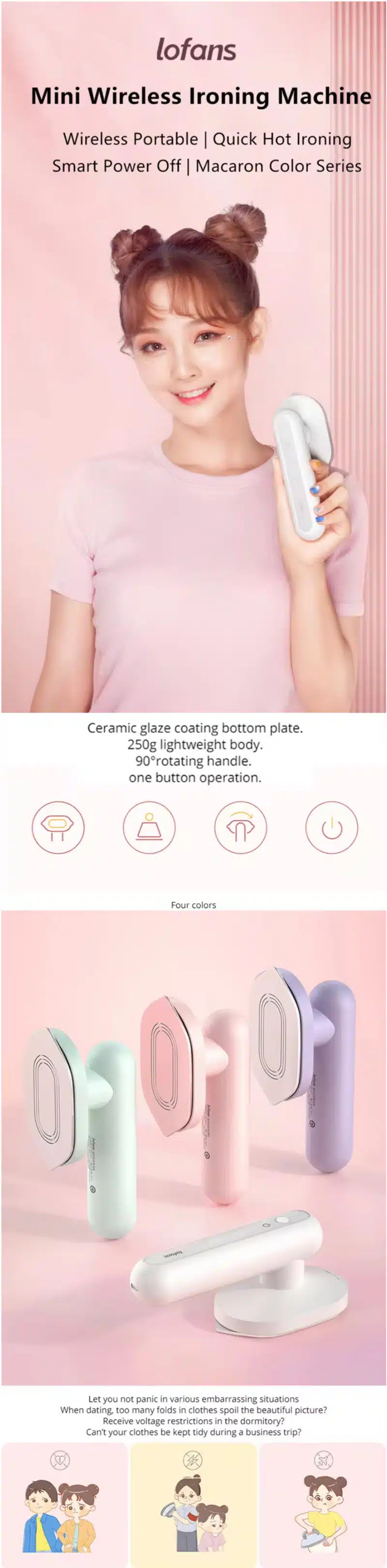 Xiaomi Lofans Mini Wireless Ironing Machine Handheld Steamer Iron