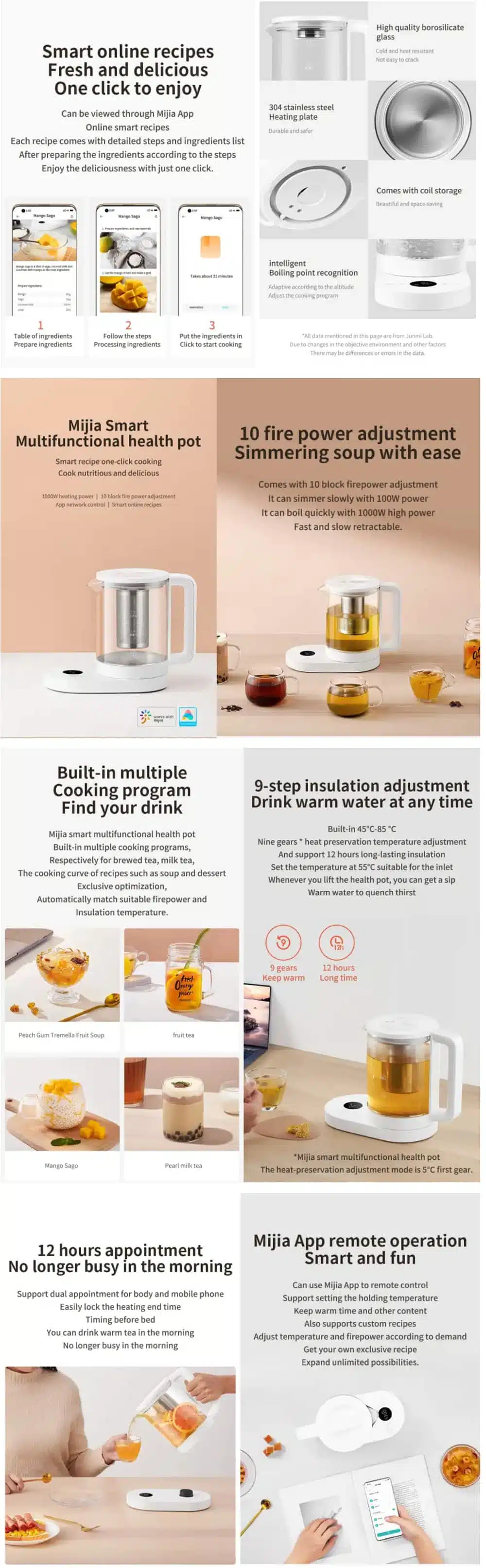 Xiaomi Mijia 1000W 1.5L Multifunctional App Controlled Smart Electric Kettle