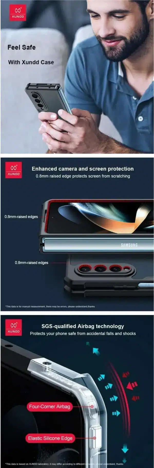 Xundd Samsung Galaxy Z Fold 3 Airbag Shockproof Folding Protective Case