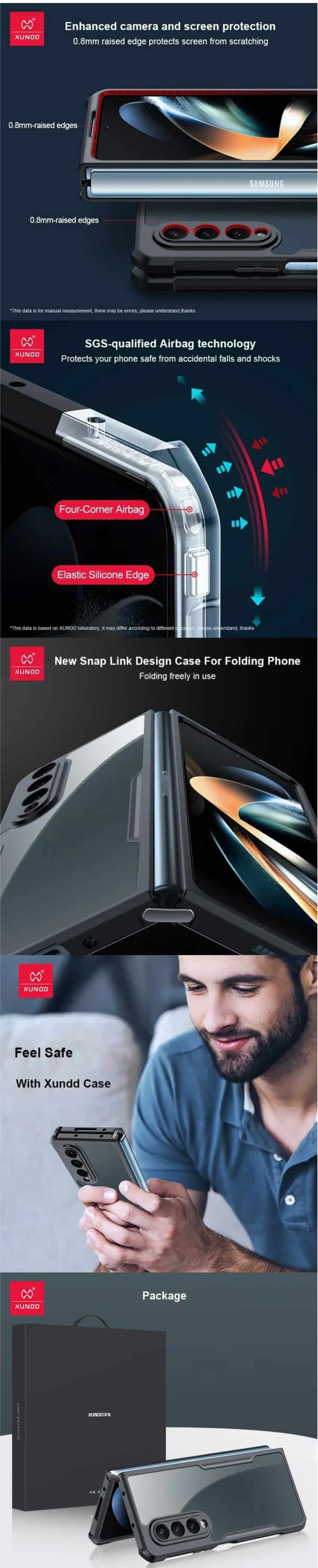 Xundd Samsung Galaxy Z Fold 4 Airbag Shockproof Folding Protective Case
