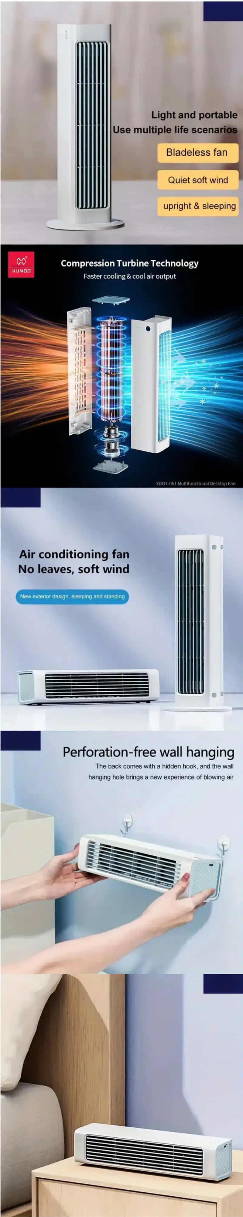 Xundd XDOT-061 MultiFunctional Wall-mounted Desktop Fan 4000mAh