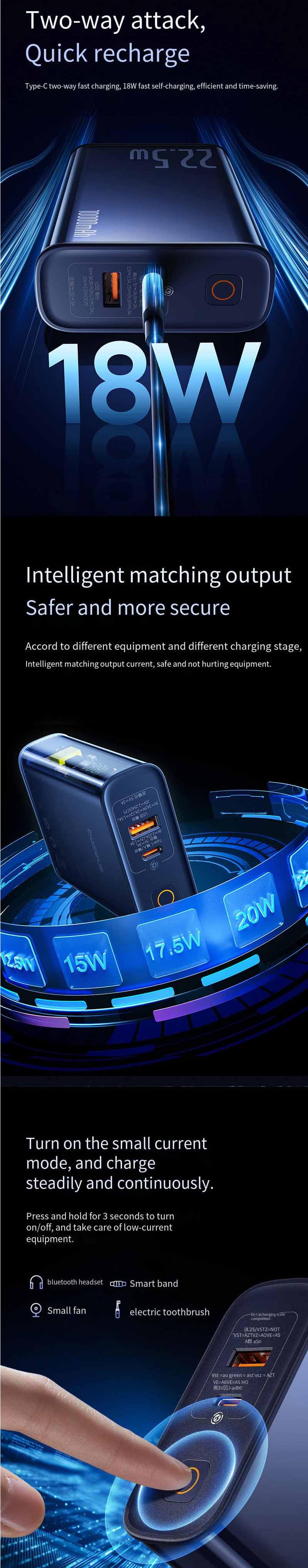 Baseus 22.5W 20000mAh Mini Semi Transpharent Digital Display Quick Charge Power Bank