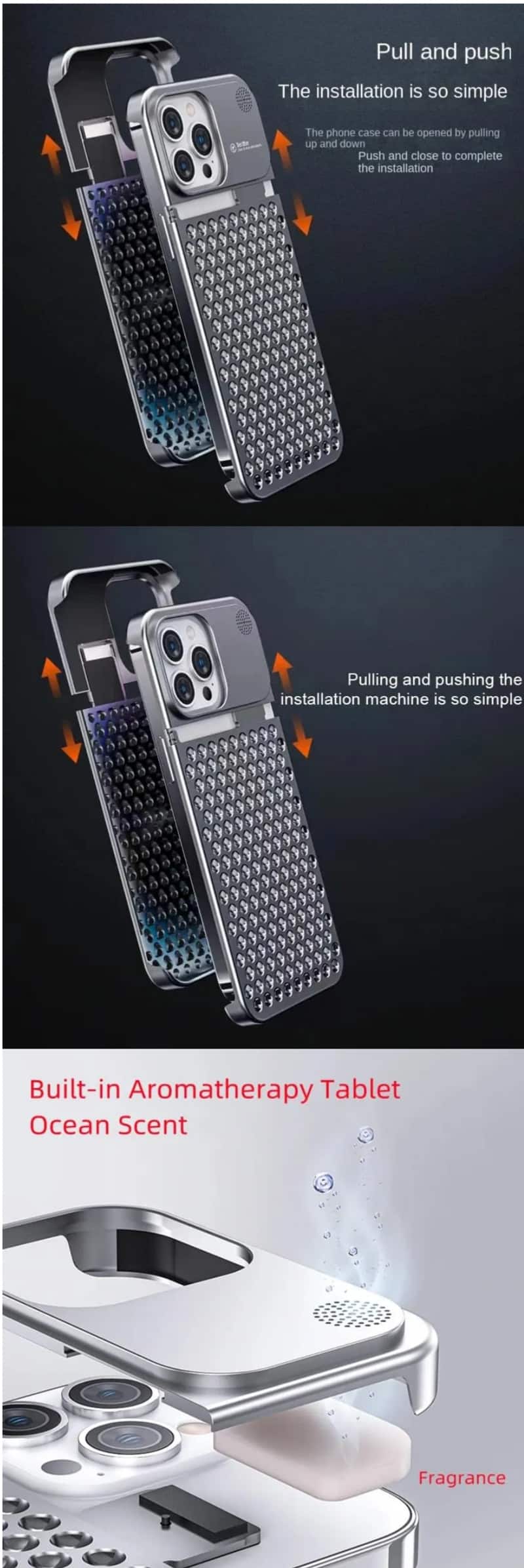 Heat Dissipation Aluminium Alloy Lock Aromatherapy Case for iPhone 15 Pro 15 Pro Max 5