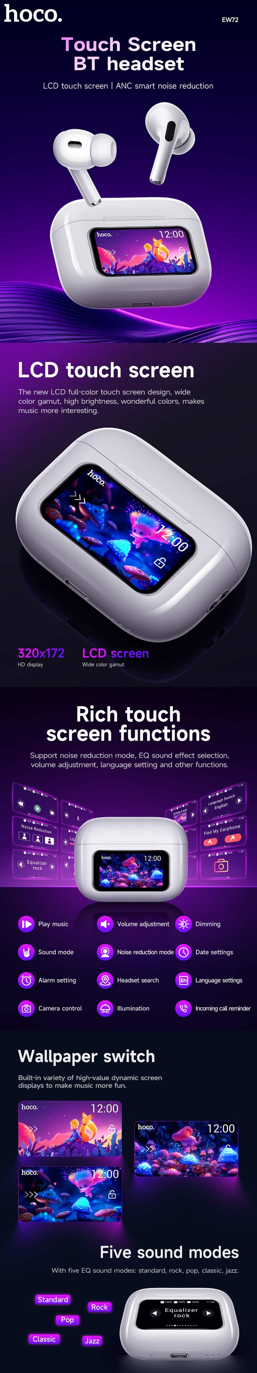 Hoco EW72 Touch Screen ANC True Wireless Earphones 5