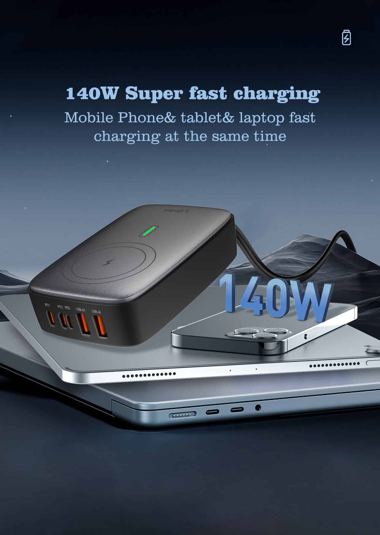 LDNIO Q4010 140W Multiport Desktop Charging Wireless Charger 5