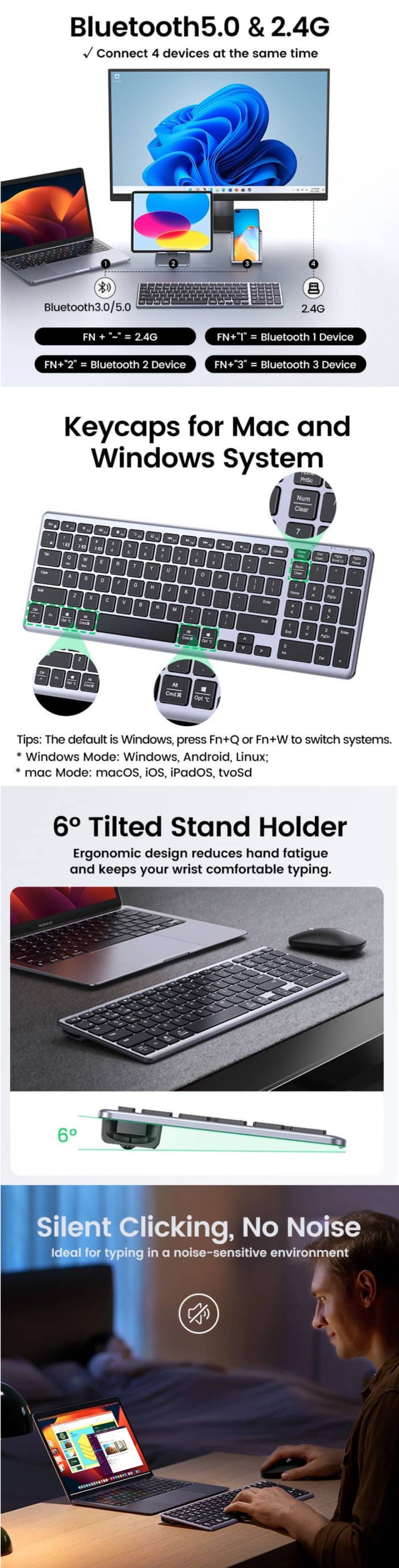 UGREEN Wireless Bluetooth Membrane Keyboard (15258)