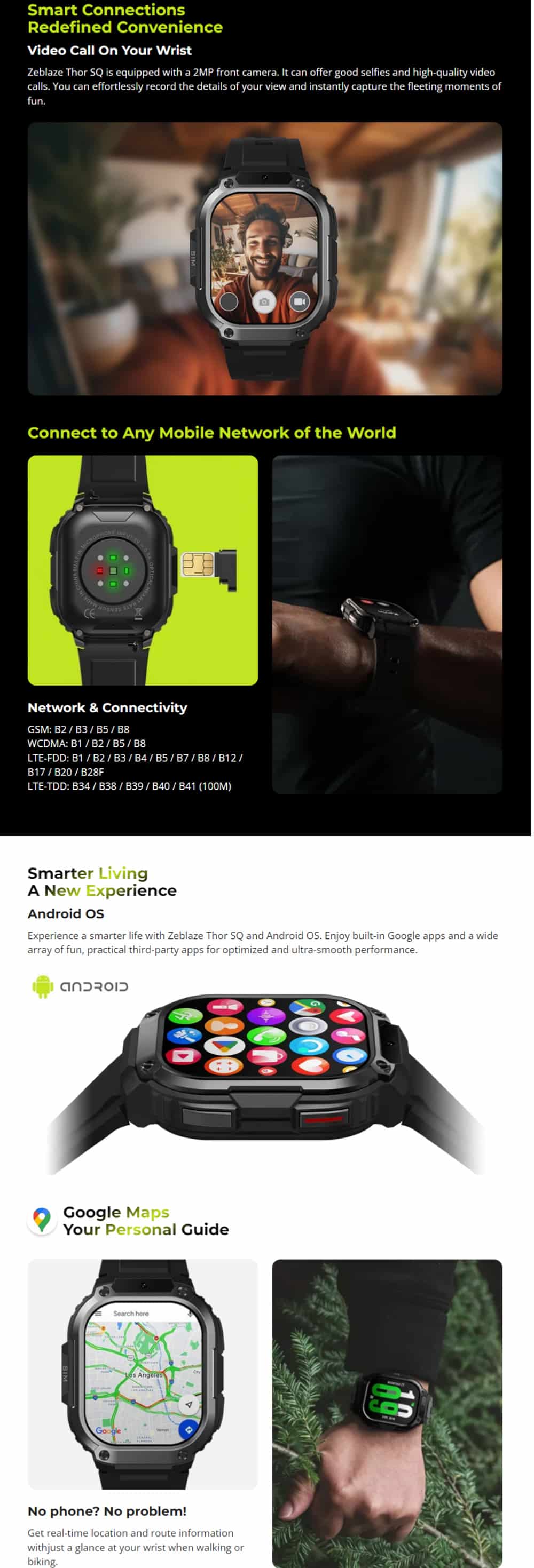 Zeblaze Thor SQ 4G Android OS Smart Watch