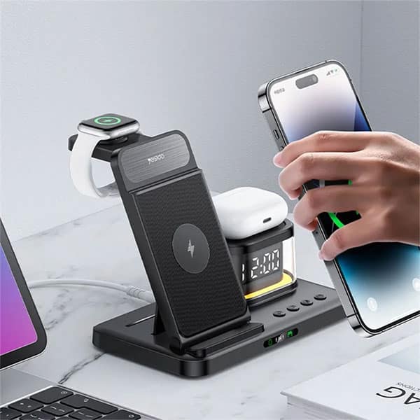 YESIDO DS22 Wireless Charging Station with Night Light and Clock 2